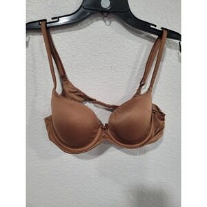 Victoria's Secret Lined Demi T-Shirt Bra Brown Adjustable Straps 34B Satin‎ #13